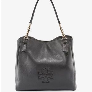 Tory Burch Harper Zip Tote Black Leather Satchel